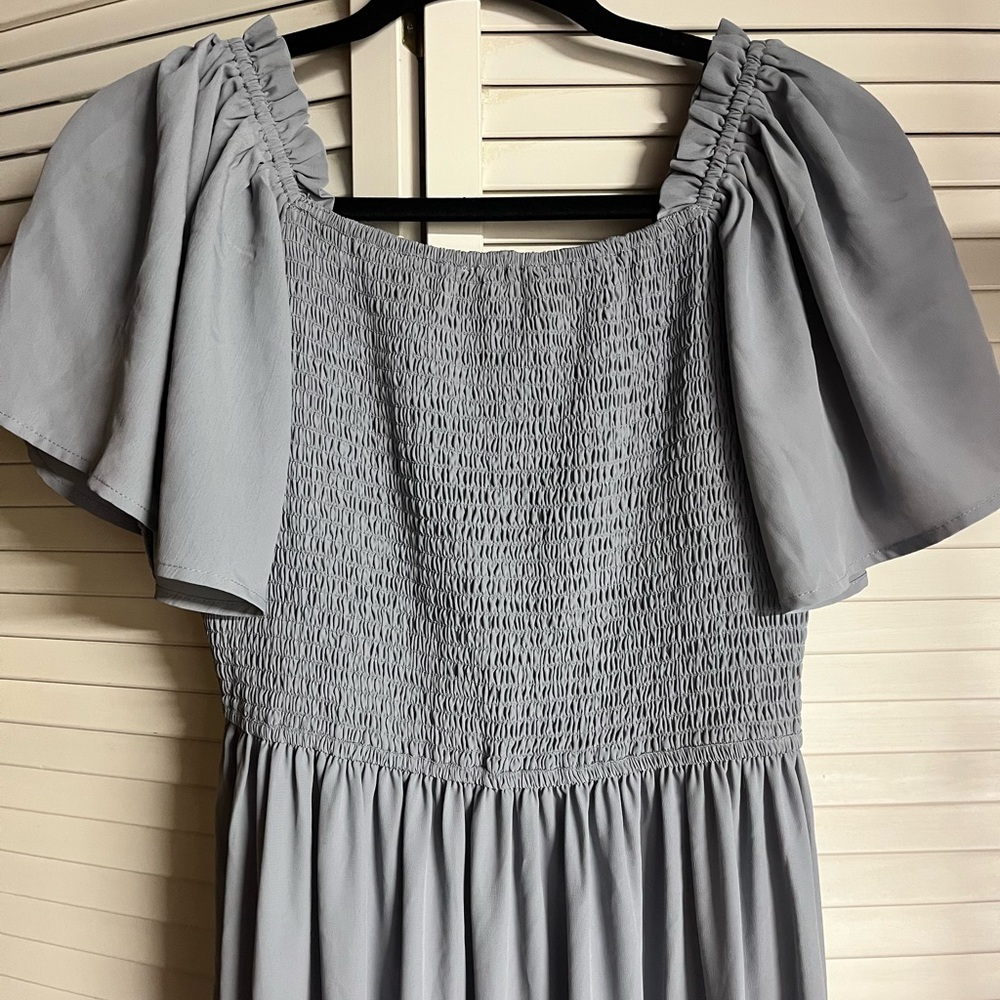 Ivy City Co Pale Blue Gray Smocked Maxi Dress - Picture 8 of 8